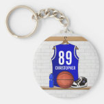 Personalised Blue Basketball Jersey Key Chain