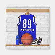 Personalised Blue Basketball Jersey Refrigerator Magnet
