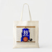 Personalised Blue Basketball Jersey Tote Bag