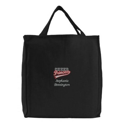 Personalised cheer princess embroidered tote bag