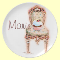 Personalised Cupcake & Victorian Chair Plate plates