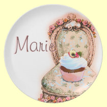 Personalised Cupcake & Victorian Chair Plate plates