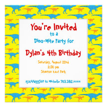 Personalised Dinosaur Birthday Party Invitations