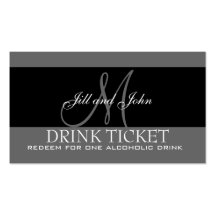 Personalised Drink Ticket for Wedding Reception Business Cards