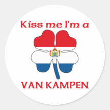 Personalised Dutch Kiss Me I'm Van Kampen Round Stickers