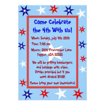 Personalised Fourth of July Party Invite