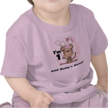 Personalised Girl Monkey in Party Hat 1st Birthday T Shirt