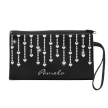 Personalised Heart Bling Wristlet Bag