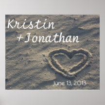 Personalised Heart in the Sand Wedding Gift Poster