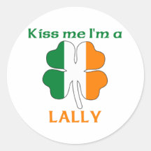 Personalised Irish Kiss Me I'm Lally Stickers