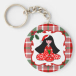 Personalised Kimono Girl Christmas Cartoon Keychains