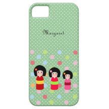 Personalised Kokeshi Doll Sisters Cartoon