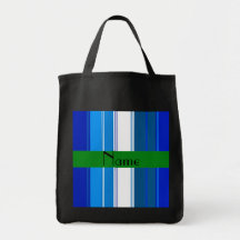 Personalised name Blue and whites stripes Bag