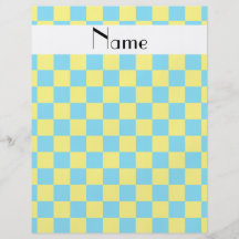 Personalised name blue and yellow checkers flyer design