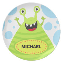 Personalised name funny green monster custom plate