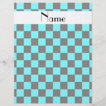 Personalised name neon blue checkers flyers