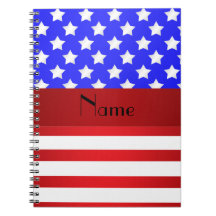 Personalised name patriotic stripes notebook