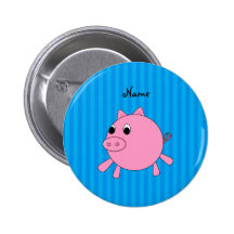 Personalised name pink pig blue stripes