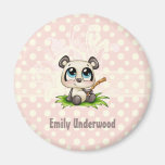 Personalised panda pink polka dots fridge magnet
