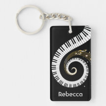 Personalised Piano Keys and Gold Music Notes