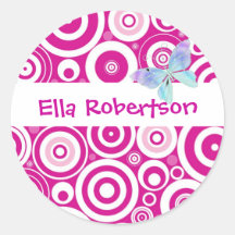 Personalised Pink Dot Name Label Round Sticker