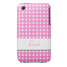 Personalised pink polka-dotted cell phone case iPhone 3 case