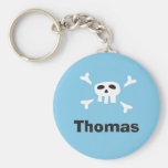 Personalised pirate party favour keychain, skull
