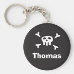 Personalised pirate party favour keychain, skull