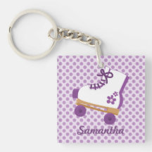 Personalised Purple Dots Roller Skate Keychain
