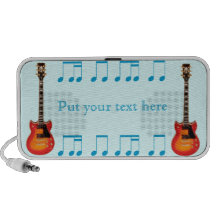personalised text Music notes and guitars speaker