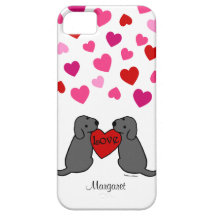 Personalised Two Black Labradors Cartoon iPhone 5 Cases
