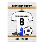 Personalised white and black football soccer Jerse Personalized Invites