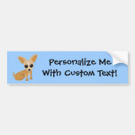 Personalizable Tan Chihuahua Blue Bumper Sticker