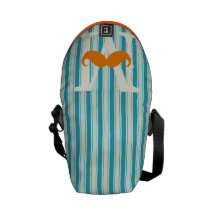 Personalized Coral Vintage Modern Mustache Messenger Bag