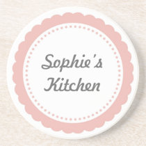 Personalized kitchen coaster dull pink scallop coasters