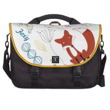 Personalized Modern Fox  Woodland Pattern Laptop Messenger Bag