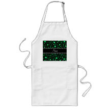 Personalized name black green polka dots apron