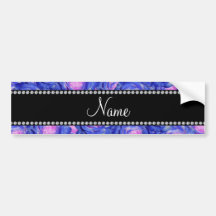 Personalized name Blue roses Bumper Stickers