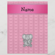 Personalized name elephant pink hearts and stripes flyer