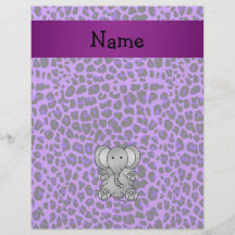 Personalized name elephant purple leopard print flyer