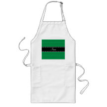 Personalized name green chevrons aprons