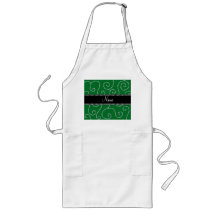 Personalized name green diamond swirls apron