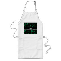 Personalized name green hearts apron