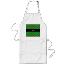 Personalized name green red cherry pattern apron