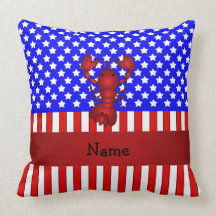 Personalized name lobster patriotic throw pillow