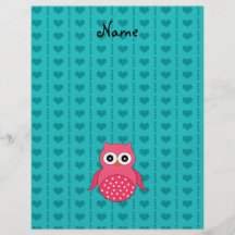 Personalized name owl turquoise hearts custom flyer