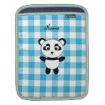Personalized name panda blue picnic checkers sleeves for iPads