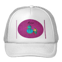 Personalized name peacock pink glitter trucker hat