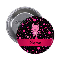 Personalized name pig black pink polka dots