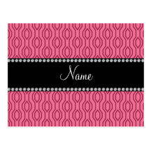 Personalized name pink geometric diamonds pattern postcard